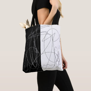 Bolsa Tote Arte mínima moderna de linha de escribble de abstr