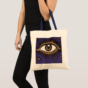 Bolsa Tote Arte Místico Celestial Olho que Tudo Vê Vintage