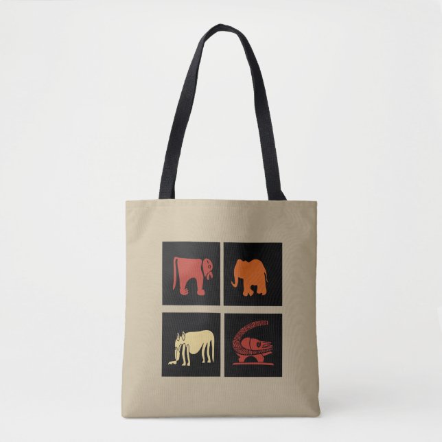 Bolsa Tote Arte moderna abstrata de animais africanos (Frente)