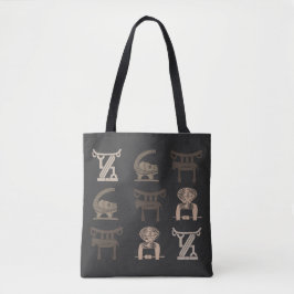 Bolsa Tote Arte moderna abstrata de símbolos e ornamentos afr