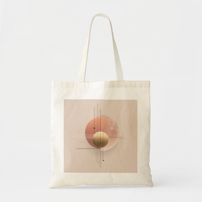 Bolsa Tote Arte moderna com círculos e linhas, (Frente)