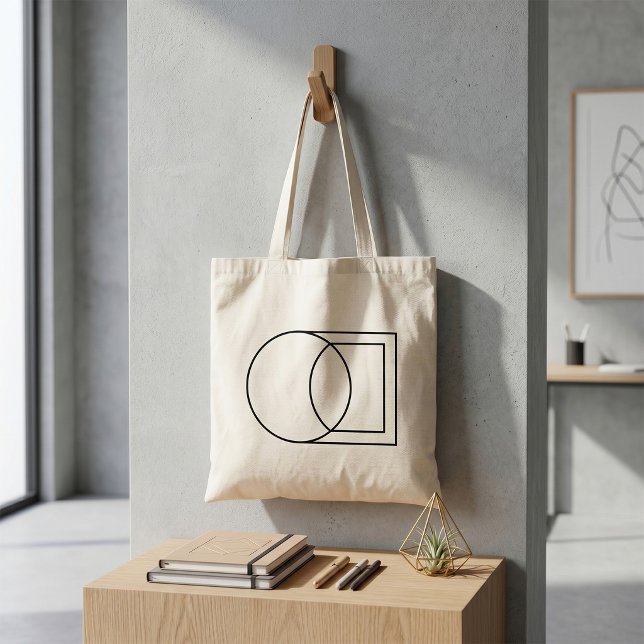 Bolsa Tote Arte Moderna de Círculo Quadrado Abstrato (Criador carregado)