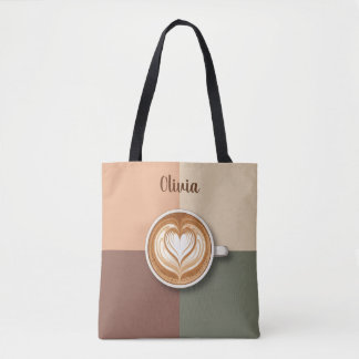 Bolsa Tote Arte Moderna de Coração em Latte