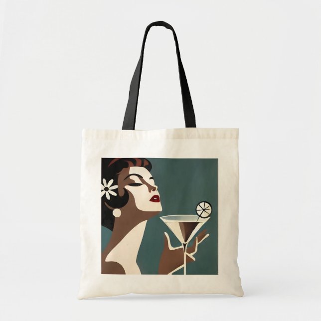 Bolsa Tote Arte Moderna de Meados do Século A Martini DIva (Frente)