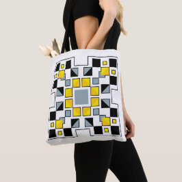 Bolsa Tote Arte Moderna de Padrão de Colcha Geométrica