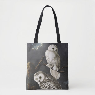 Bolsa Tote Arte Noturna de Coruja da Neve Vintage Audubon