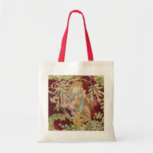 Bolsa Tote Arte Nouveau de Mucha: Mulher com margarida