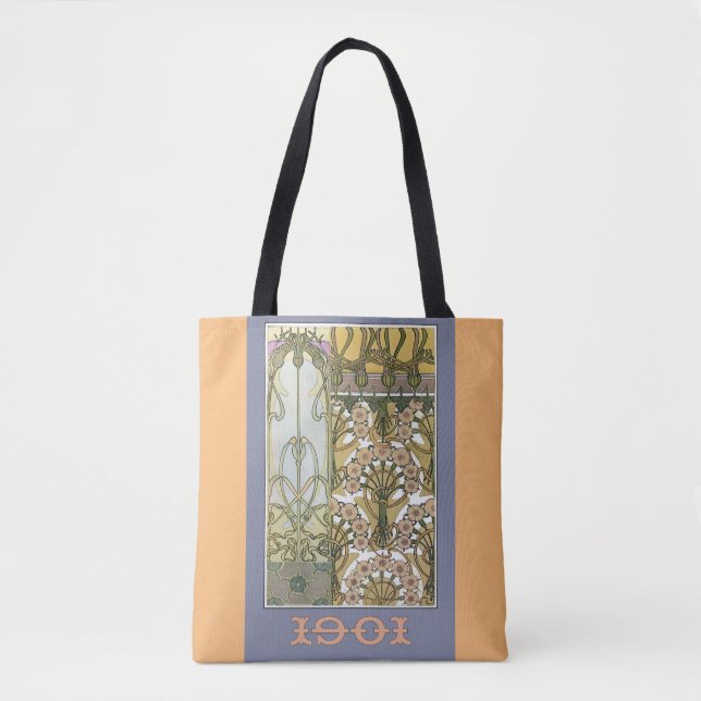 Bolsa Tote Arte nouveau flores alfanuméricas mucha arte flora (Frente)