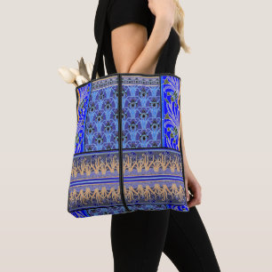 Bolsa Tote Arte nouveau íris negra e roxa invertida