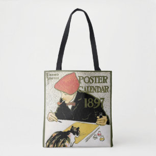 Bolsa Tote Arte Nova Antiga, Artista Pintando com Gato de Est