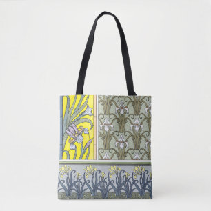 Bolsa Tote Arte Nova Antiga, Flores de Íris de Jardim