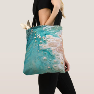 Bolsa Tote Arte Oceânico Topográfico Abstrato