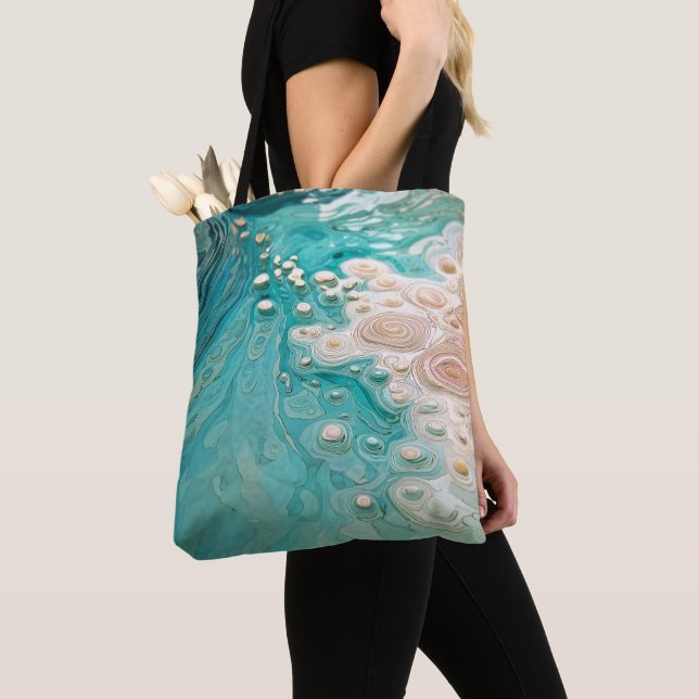 Bolsa Tote Arte Oceânico Topográfico Abstrato (Close Up)