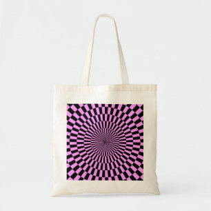 Bolsa Tote Arte Op - luz - violeta e preto