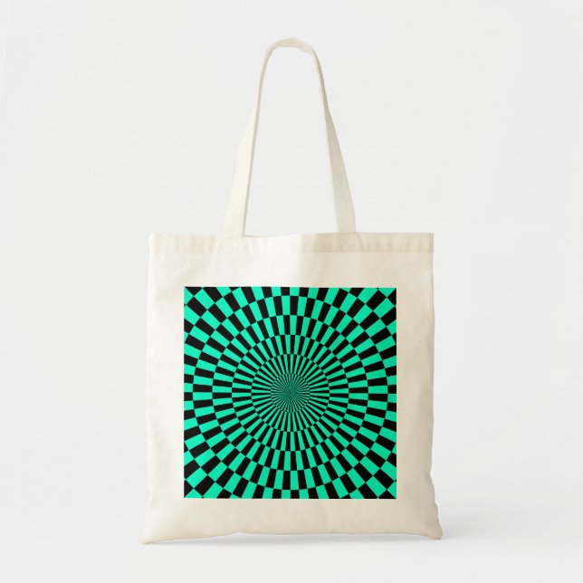 Bolsa Tote Arte Op - Turquesa e Preto (Frente)