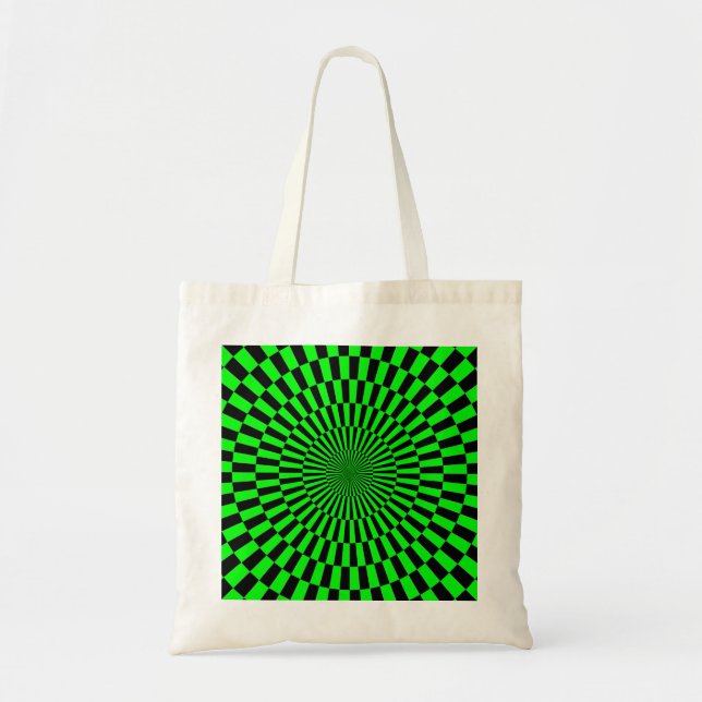 Bolsa Tote Arte Op - Verde e Preto (Frente)