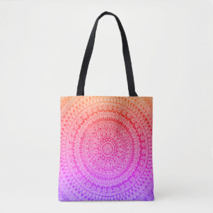 Bolsa Tote Arte Original de Mandala Multi Colorida
