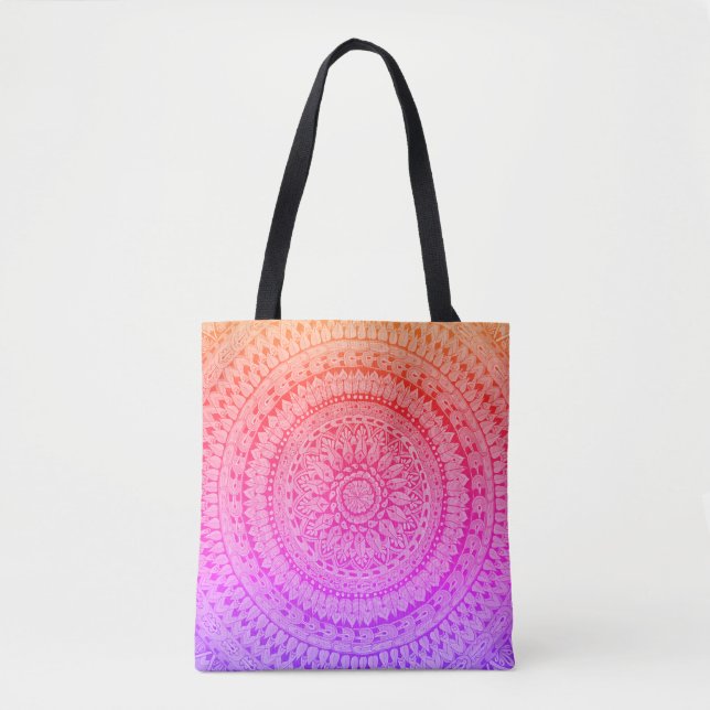 Bolsa Tote Arte Original de Mandala Multi Colorida (Frente)