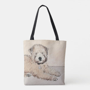 Bolsa Tote Arte original de pintura terrier com revestimento