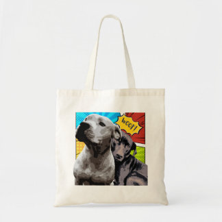 Bolsa Tote Arte original de Pitbull e Staffy dos meus dois cã