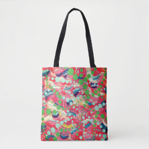 Bolsa Tote Arte Original de Pontos Felizes e Formas Reproduz