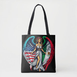 Bolsa Tote Arte Patriótica WoMan Anjo Sinalizador Americano e