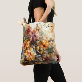 Bolsa Tote Arte Personalizada de Aquarela Floral