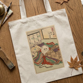Bolsa Tote ARTE PERSONALIZADATale Japonês de Genji Heian Gato