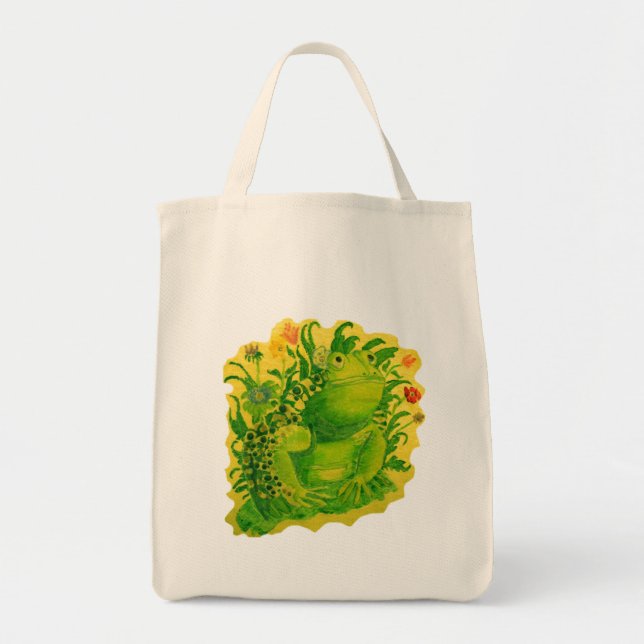 Bolsa Tote Arte Pintada com Sapo Verde (Frente)