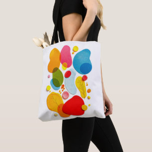 Bolsa Tote Arte Pop Colorida Formas Orgânicas Mídia Mista