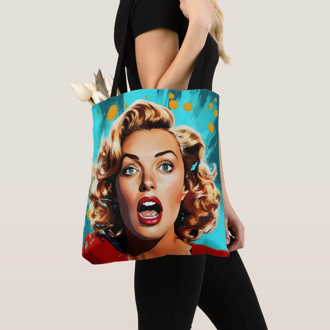 Bolsa Tote Arte Pop loira surpreendida (Close Up)