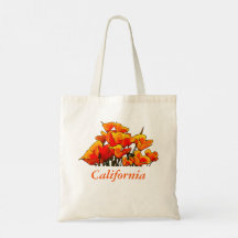 Arte Poppy Estilizada com texto "California" Tote 