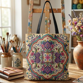 Bolsa Tote Arte Popular Boho 