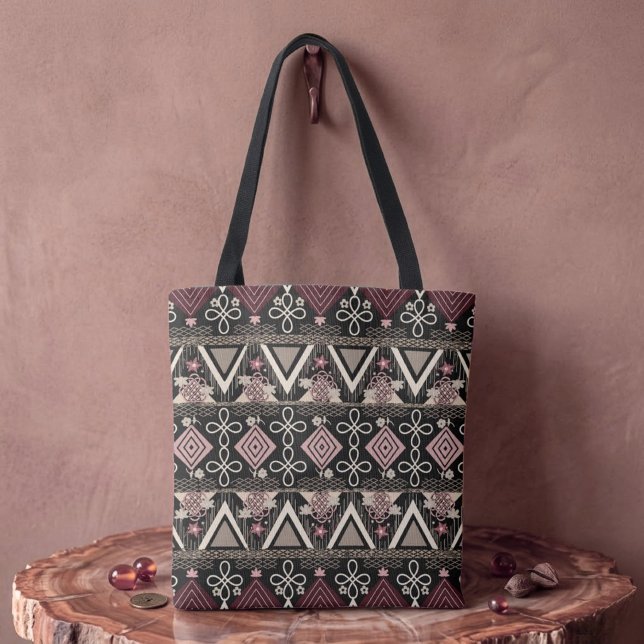 Bolsa Tote Arte Popular da Meia-Noite Rosa  (Criador carregado)