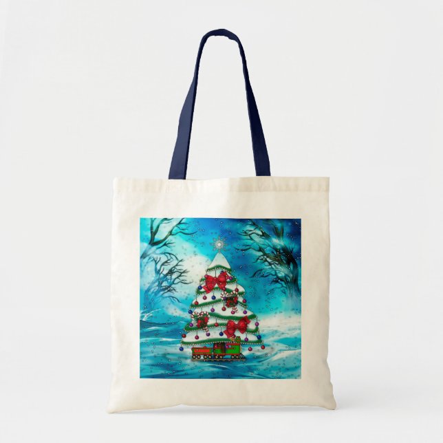 Bolsa Tote Arte popular de Natal em Árvore (Frente)