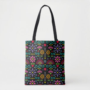 Bolsa Tote Arte popular mexicana, um padrão perfeito e colori