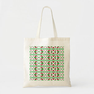 Bolsa Tote Arte popular tribal e verde-letã vermelha