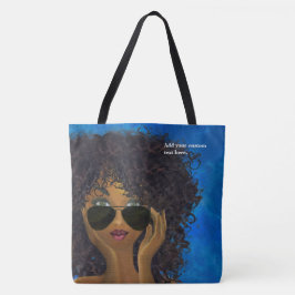 Bolsa Tote Arte preta do círculo estudantil feminino azul
