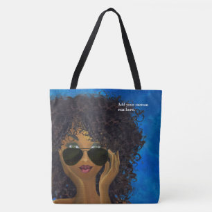 Bolsa Tote Arte preta do círculo estudantil feminino azul
