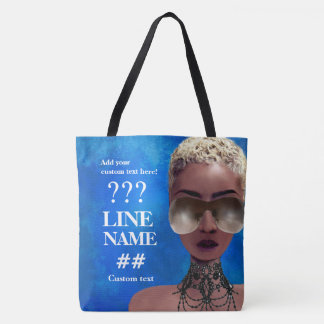 Bolsa Tote Arte preta do círculo estudantil feminino azul