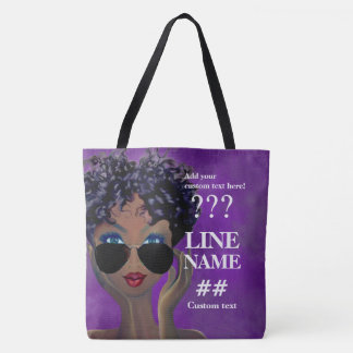 Bolsa Tote Arte preta do círculo estudantil feminino roxo