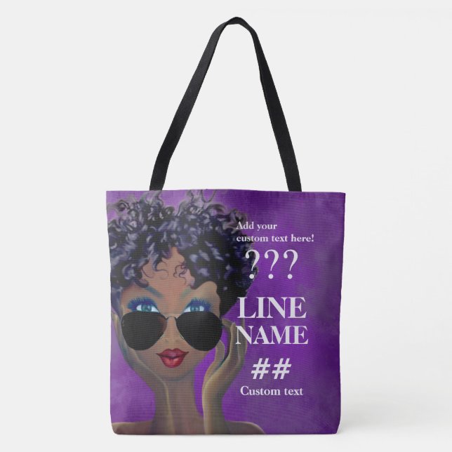 Bolsa Tote Arte preta do círculo estudantil feminino roxo (Frente)