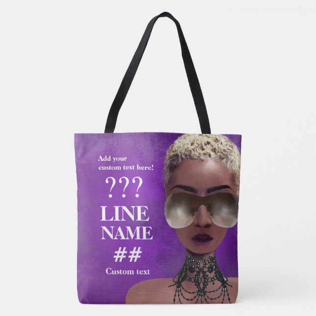 Bolsa Tote Arte preta do círculo estudantil feminino roxo (Frente)