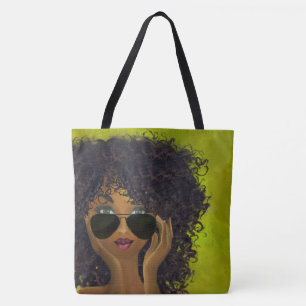 Bolsa Tote Arte preta do círculo estudantil feminino verde
