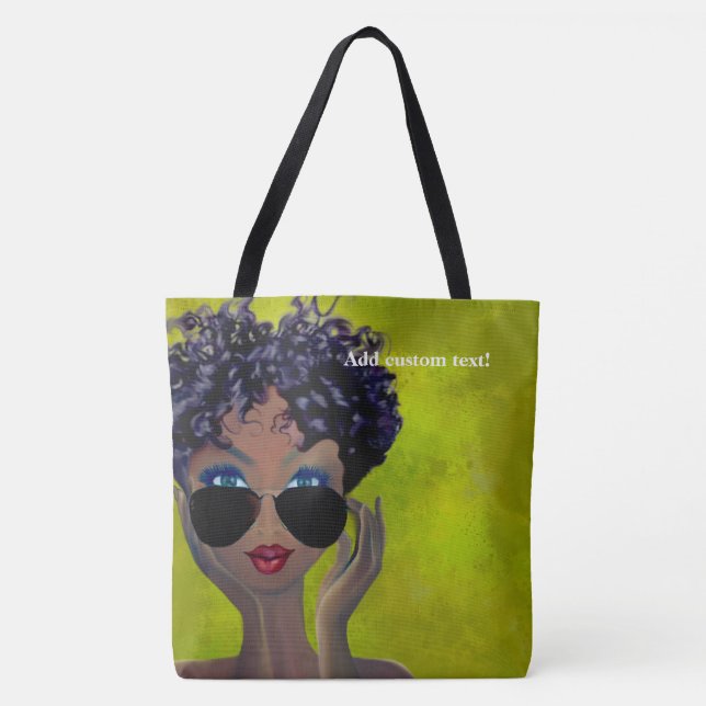 Bolsa Tote Arte preta do círculo estudantil feminino verde (Frente)