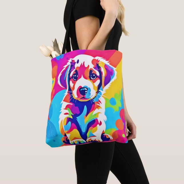 Bolsa Tote Arte "Puppy" vibrante (Close Up)