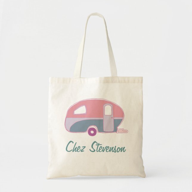 Bolsa Tote Arte Retro Personalizado Caravana Proprietário Tot (Frente)