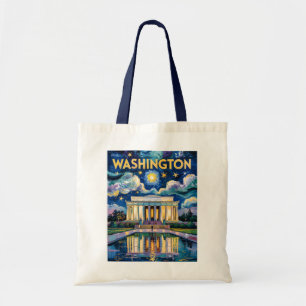 Bolsa Tote Arte Retro Washington DC Memorial Lincoln Van Gogh