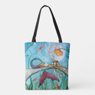 Bolsa Tote Arte Sereia Colorida de Molly Harrison