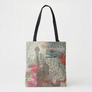 Bolsa Tote Arte simbólica da silhueta vintage da cidade de No